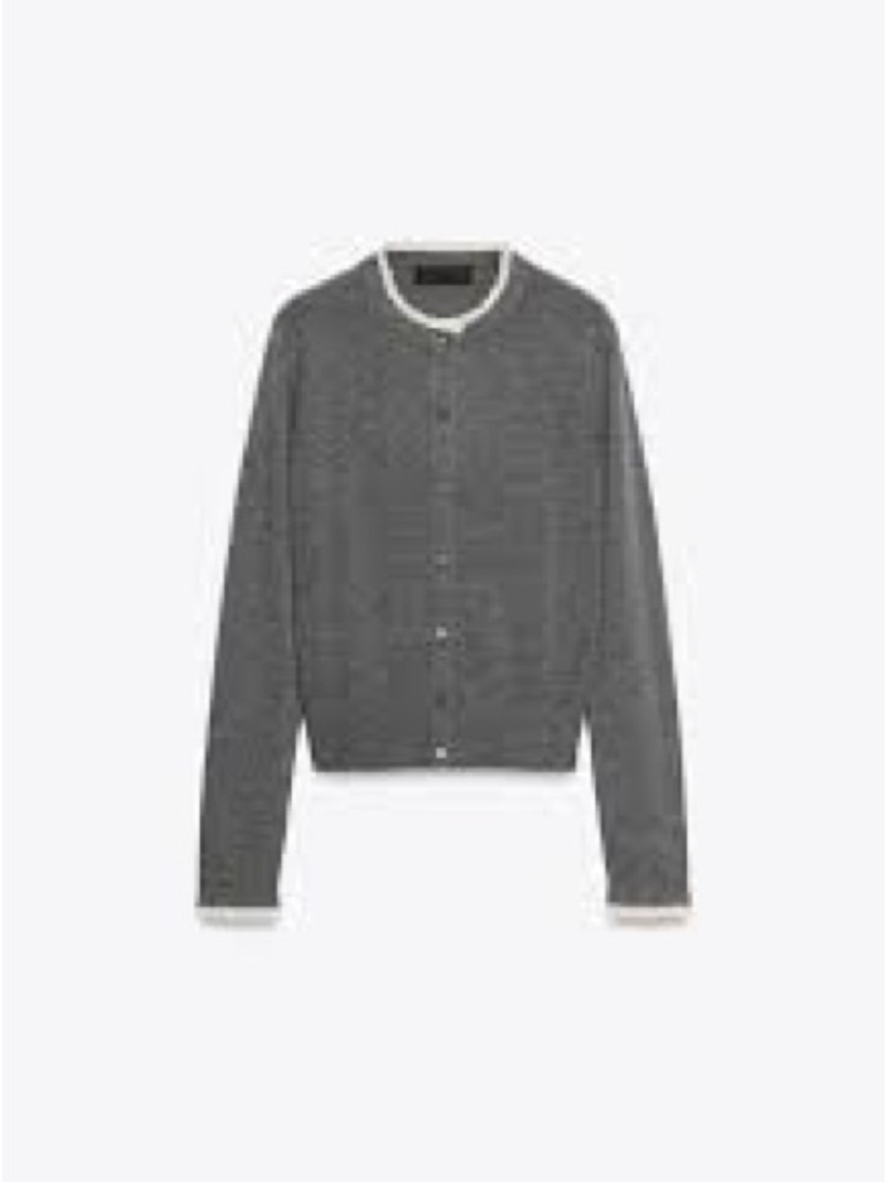 Zara Grey Button-Front Cardigan with Cream Trim